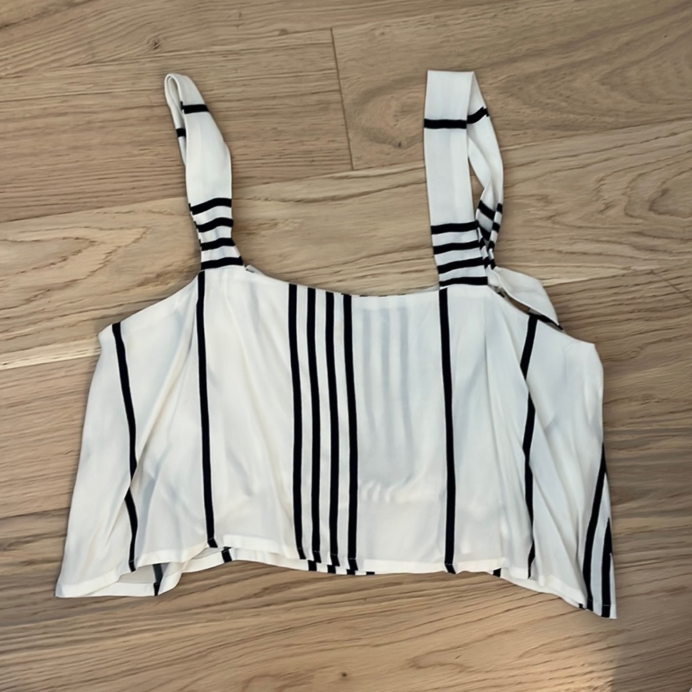 Faithfull Navy and White Crop top with adjustable straps